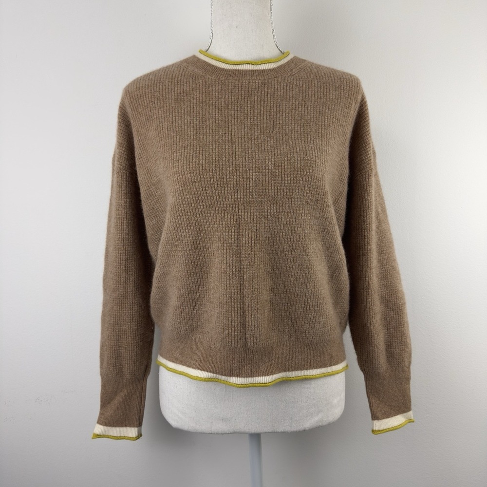 Maeve Anthropologie Women Cashmere Sweater Brown‎ Honey Small Crewneck NWT
